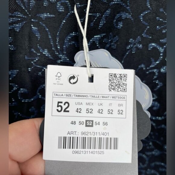 Zara Man VIP Night Out Evening Blue & Black Metallic Blazer Jacket size 42 - Picture 6 of 15